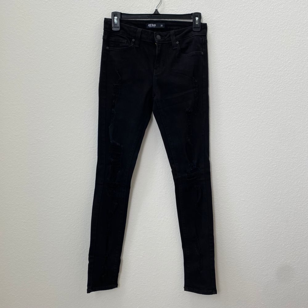 Just Black Distressed Jeans in Black Womens Size 28 Stretch Denim